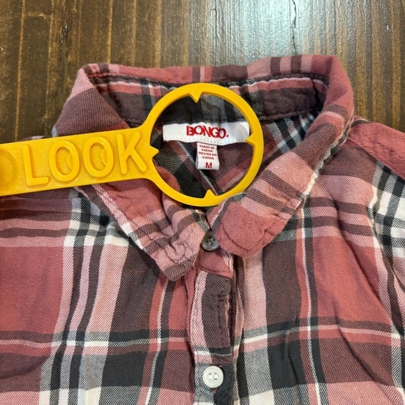 🔥 Bongo Women's Plaid Button-Up Shirt Red Black White‎ Long Sleeve Size M - Picture 4 of 7